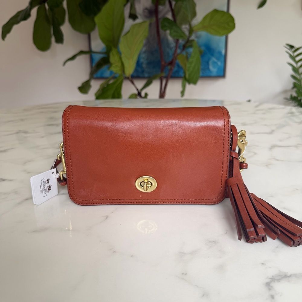 Coach Legacy Leather Penny Shoulder Crossbody Bag 19914 British Tan Cognac